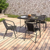 Marble Top Garden Patio Table Outdoor Furniture Metal Frame with Umbrella Hole