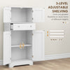 Freestanding Kitchen Storage Cabinet with 4 Doors Drawer and Shelves White