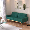 3 Seater Velvet Sectional Sofa Bed Striped Detail Click Clack Sleeper Sofa Bed