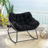 Rocking Chair Oversized Patio PE Wicker Egg Chair w/Removable Cushion-Black
