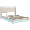5ft King Size Ottoman Storage Bed Frame Upholstered Headboard LED & USB Charging