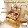 Vanity Desk with Mirror Makeup Table with 2 Drawers Open Storage Shelves