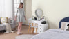 Dressing Table LED Round Mirror Vanity Make up Desk Stool Glass Top Cabinet Set