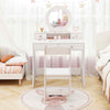 Kids Vanity Set Dressing Desk and Chair Set with Mirror-White