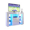 Modern TV Stand Storage Cabinet Unit High Gloss White with LED Lights 2 Drawers