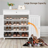 Shoe Cabinet Wooden Shoe Storage Cabinet Organizer 4-Tier Shoes Rack White
