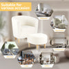 White Sherpa Accent Arm Chair Upholstered Single Sofa + Ottoman for Living Room