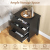 Bedroom Nightstand Set of 2 Compact Storage Chest w/ 3 Drawer-Black