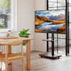 Rolling TV Stand on Wheels Mobile TV Cart for 32"-75" TVs Walnut