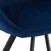 2Pcs Blue Dining Chairs Velvet Padded Seat Dining Room Chair Modern High Back