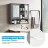 Bathroom Cabinet Wooden Wall-Mounted Mirror Cabinet w/2-Tier Adjustable Shelves