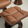 Swivel Recliner Chair with Footstool, PU Leather Manual Recliner Armchair, Brown