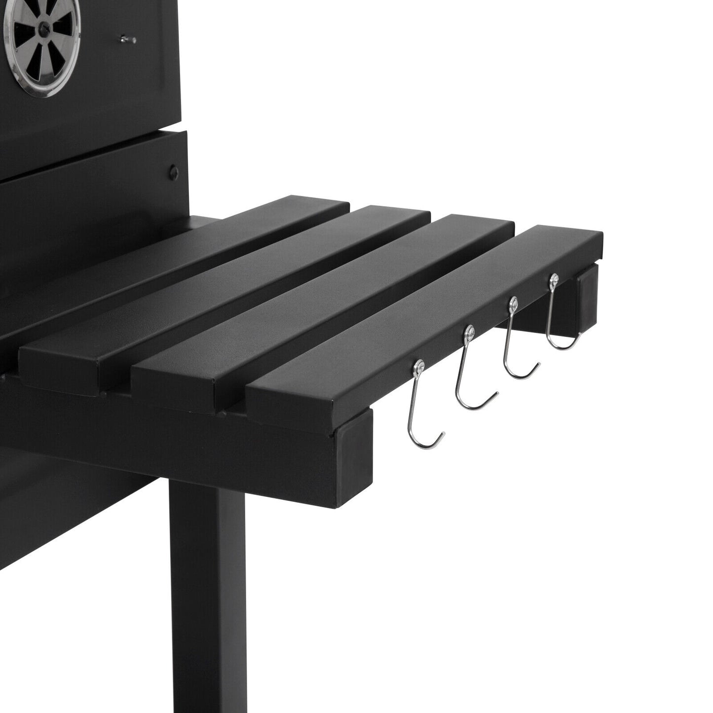 Garden Barbecue Grill Portable BBQ Trolley Grill with Thermometer Folding Shelf