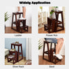 Folding 3 tier Step Stool Wooden Indoor Folding Stepladder Shelf Adults Kids