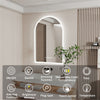LED Arch Bathroom Wall Mirror with Lights,Temperature Date Time Vanity HD Glass