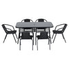 Large 1.5M Black Garden Table Rectangle Home Outdoor Dining Table & Parasol Hole