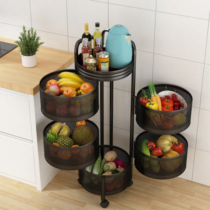 6 Tier Kitchen Rotating Storage Trolley Cart With Wheels Utility Vegetable Fruit