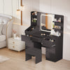 Gunji Dressing Table Adjustable LED Lights with 7 Drawers&4 Open Shelves Black
