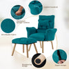 Blue Lazy Chair with Footstool Relax Lounge Chair Accent Armchair Sofa Chair