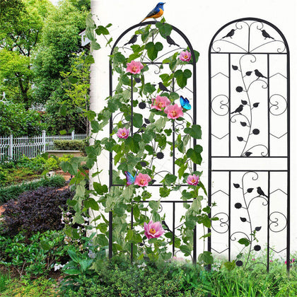 2pcs Large Metal Garden Trellis for Climbing Plants Tall Rustproof Gothic Fences