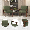Mid-Century Modern Corduroy Upholstered Accent Chair with Solid Wood Legs Green