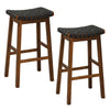 78CM Woven Saddle Stool Set of 2 Backless Bar Stools Counter Height Stools Brown