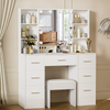 Vanity Makeup Table Set with 10LED Lights Mirror 7 Drawers Dressing Desk & Stool