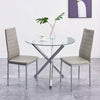Round Clear Tempered Glass Silver Chromed Leg Dining Table Diningroom Livingroom