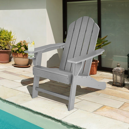 Adirondack Chair with Cup Holder Outdoor Patio Weather Resistant Lounge Chair
