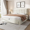 Ottoman Storage Gas Lift Bed Upholstered 4ft6 Double Bed Frame with Drawer Cream