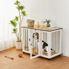 Wooden Puppy Cage Furniture Style Dog Crate End Table Pet Kennel House w/ Doors