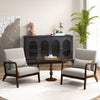 Modern Accent Chair Bedroom Fabric Upholstered Lounge Chair with Lumbar Pillow
