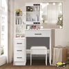 Dressing Table Vanity Makeup Desk With LED Light Mirror And Stool Drawer Bedroom