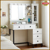 Dressing Table with LED Mirror Modern Makeup Desk Vanity Table + Glass Cabinet