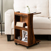 C-Shaped End Table Mobile Sofa Side Table Coffee Laptop Table W/ Swivel Casters