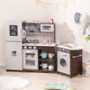 Kids Kitchen Playset w/ Realistic Lights-Brown