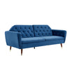 3 Seater Sofa Bed Blue Velvet Button Back - Victoria