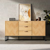 Luxury Oak Sideboard TV Unit Cabinet Buffet Cupboard With 3 Drawer 2 Door 160CM