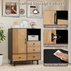 Kitchen Buffet Sideboard Mid Century Storage Cabinet with 4 Drawers Black