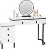 White Dressing Table High-gloss Vanity Makeup Desk with LED Mirror 5 Drawers