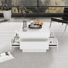 Coffee Table with Storage Drawers & LED Strips White Tea Table for Living Room