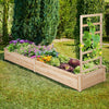 Rectangular Raised Garden Bed Fir Wood Planter Box w/2 Drainage Holes