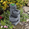 3 Tier w/Grass Ball Solar Powered Water Feature Outdoor Garden Fountain w/Light