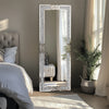Crushed Diamond Full-Length Mirror Crystal Dressing Silver Sparkly Floor Stand