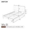 Double Bed Frame, Upholstered Platform Bed with Channel Tufted Headboard, Beige