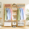 Heavy Duty Wooden Clothes Rail Rack Garment Hanging Stand Open Wardrobe Shelf