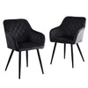 2 XBlack Dining Chairs Velvet Set Padded Seat Metal Leg Kitchen Chair