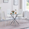Round Clear Tempered Glass Dining Table Silver Chromed Legs Dining Room Kitchen