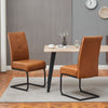 2PCs Dining Chairs PU Metal Legs Leisure Reception Chair Restaurant Brown