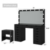 15 Drawers Dressing Table with Mirror, Makeup Vanity with Power Outlet, LED